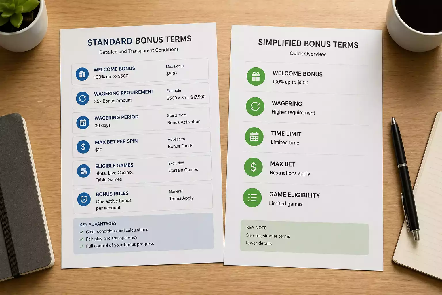 Offshore versus UK-regulated casino bonus terms comparison document