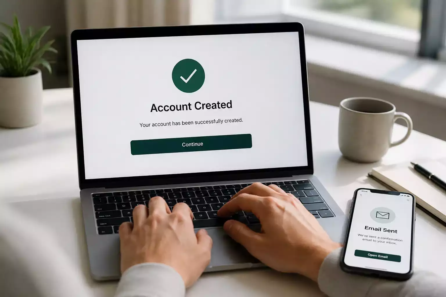 Step-by-step casino account creation workflow on desktop screen