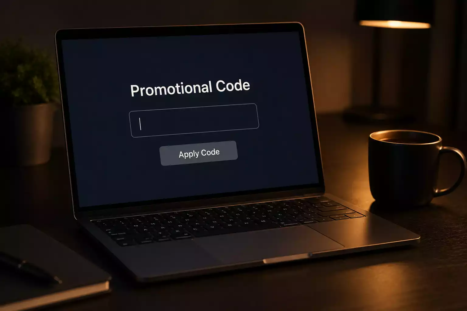 Casino promotional code entry screen on laptop showing bonus activation process