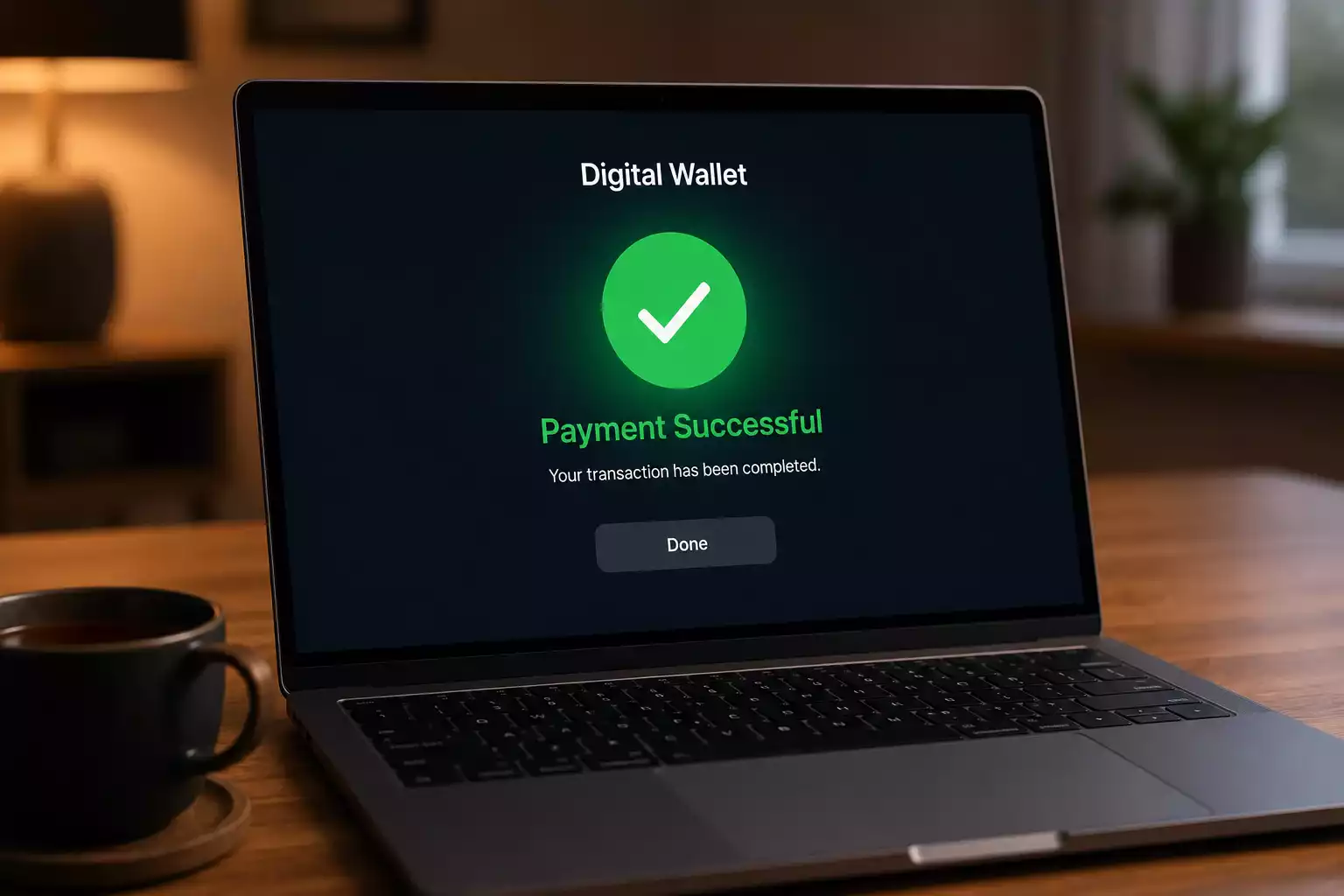 E-wallet payment processing interface showing casino withdrawal completion