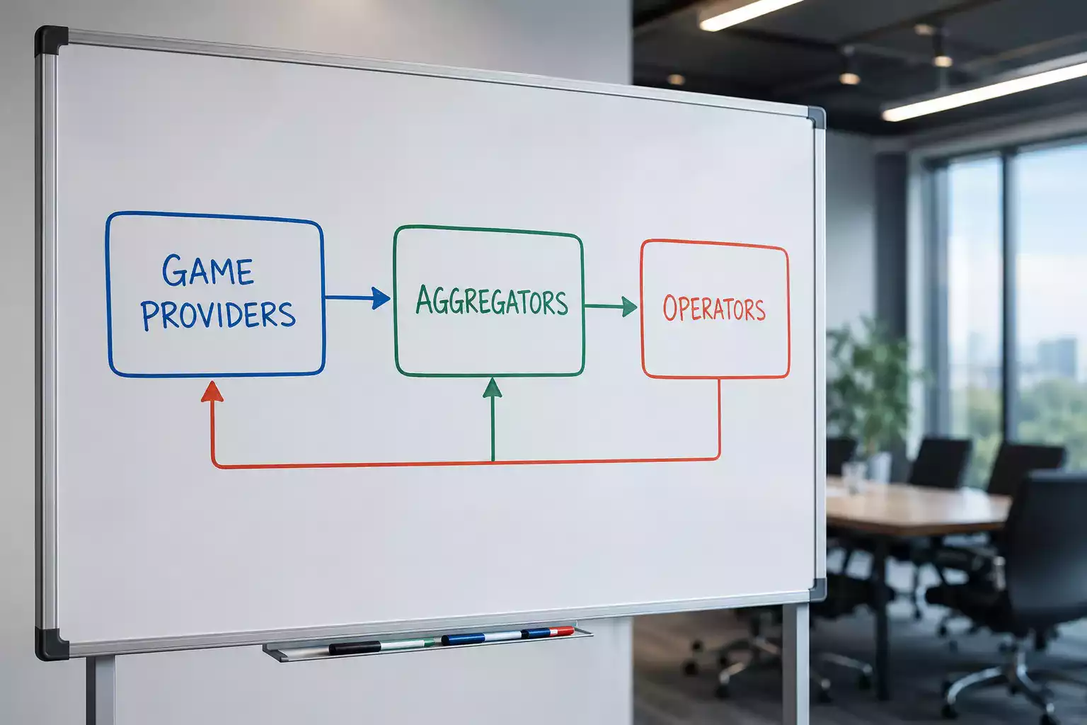 Game aggregator distribution layer connecting providers to casino operators