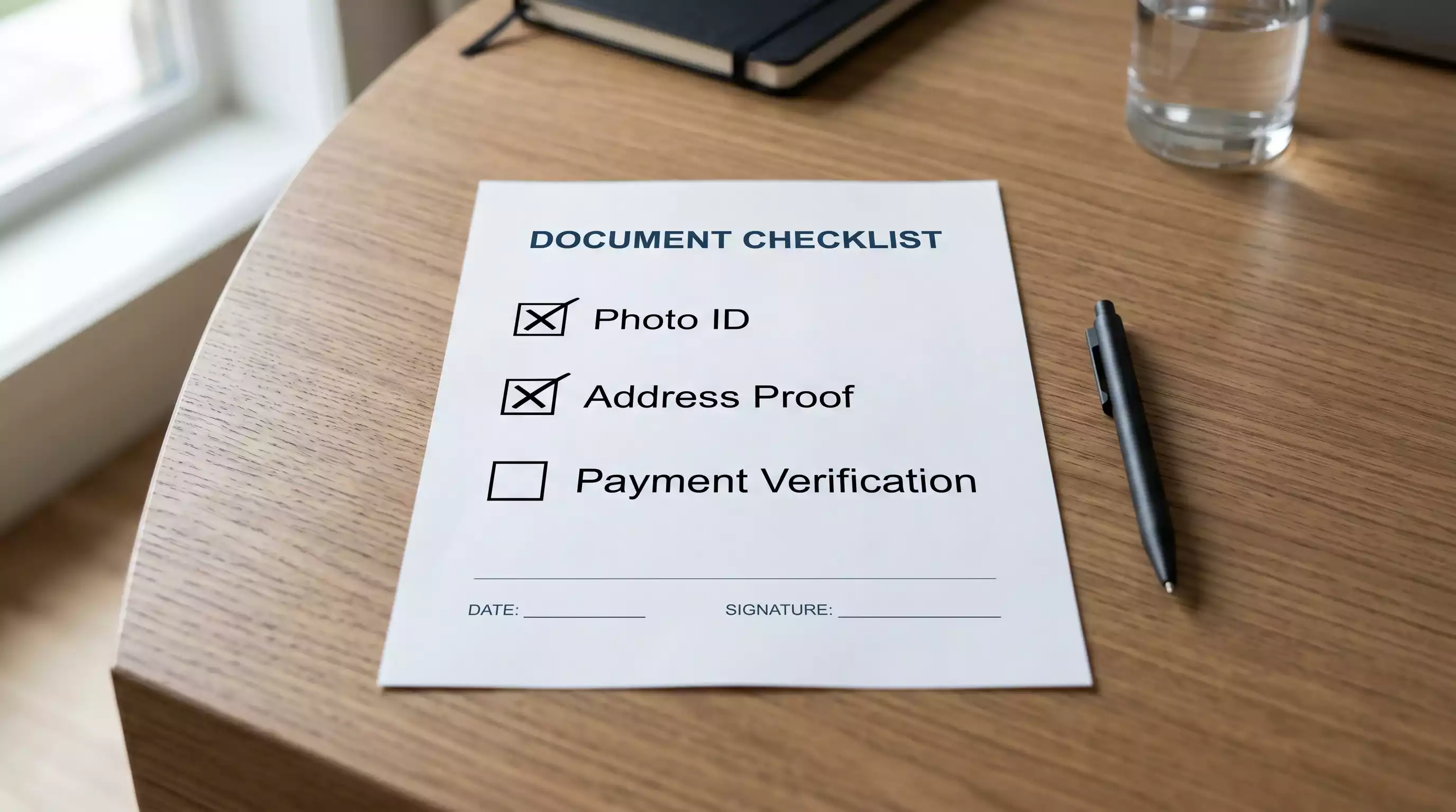 Casino identity verification document list showing acceptable proof of identity types
