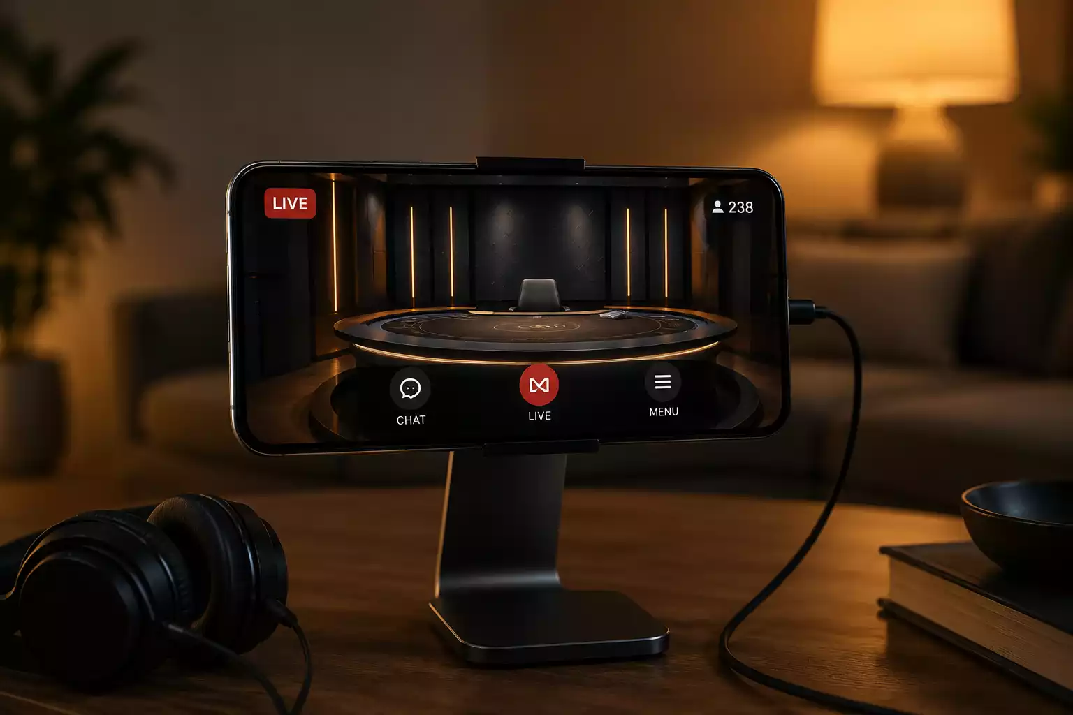 Live casino game streaming on smartphone with real-time dealer interaction