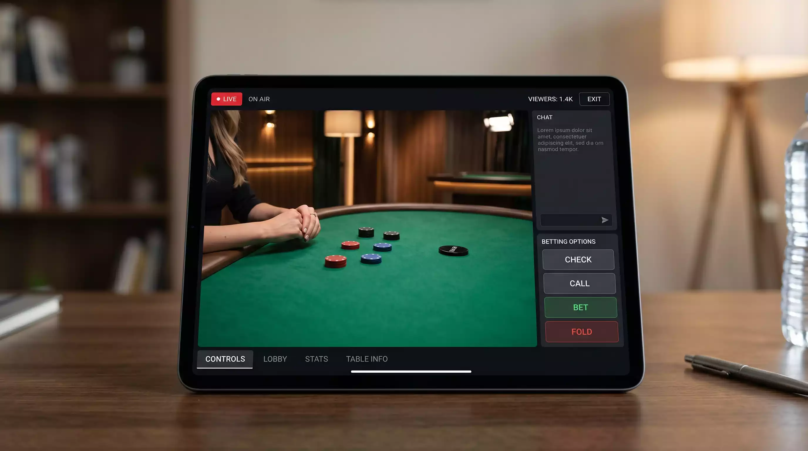 Live dealer blackjack table with cards dealt and professional croupier streaming on mobile