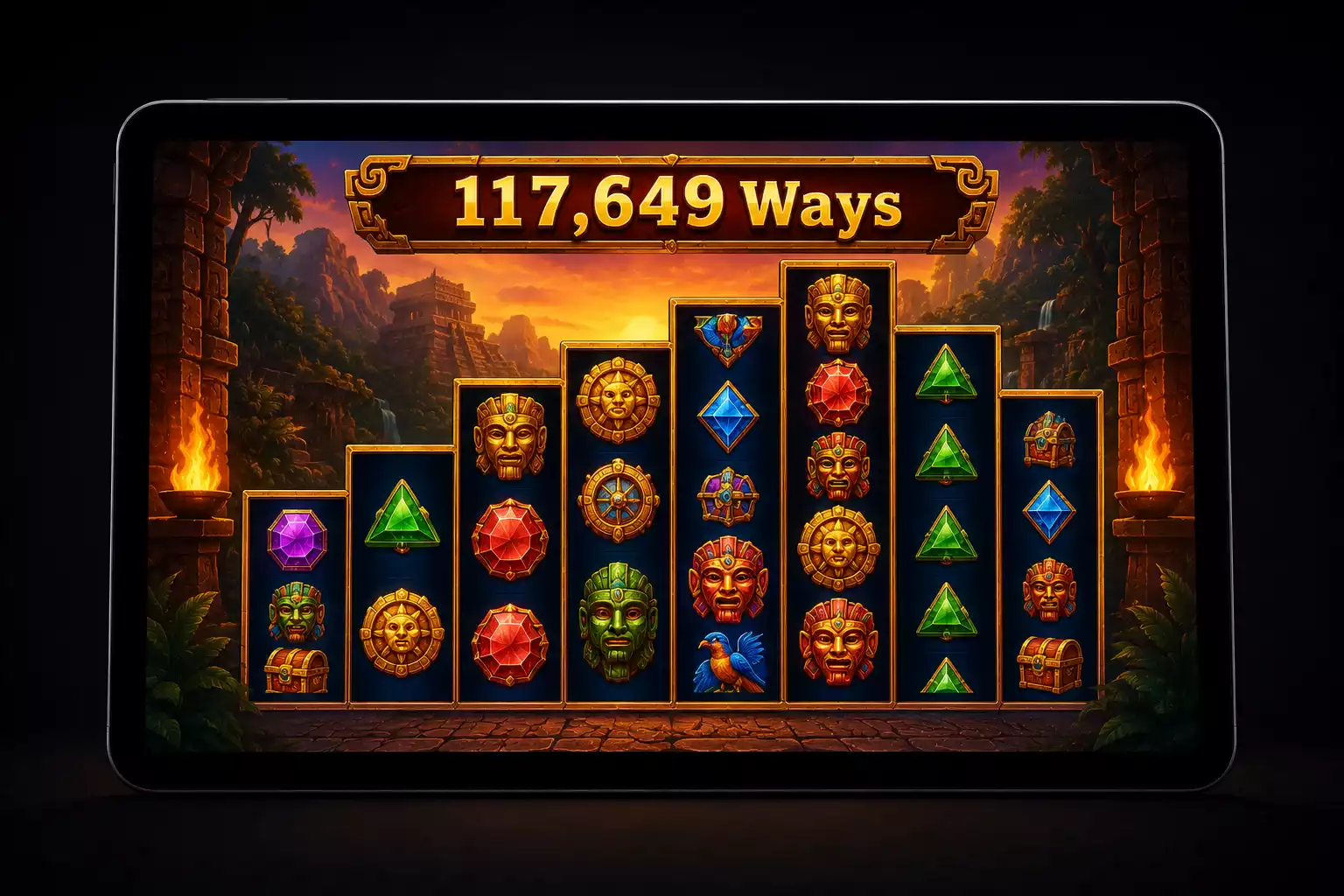 Megaways slot machine displaying variable reel configuration with expanding ways to win