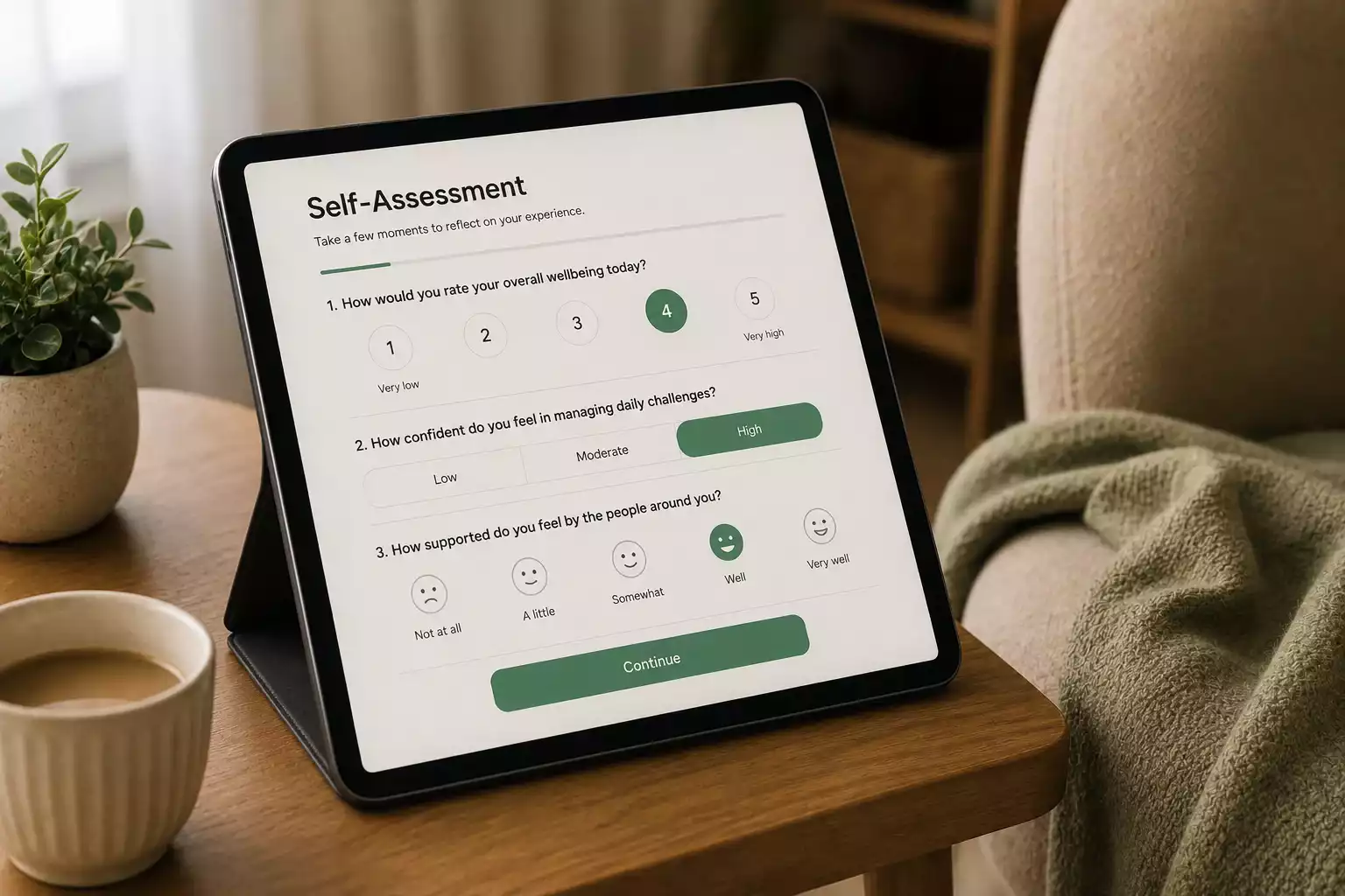 Problem gambling PGSI screening questionnaire on tablet device
