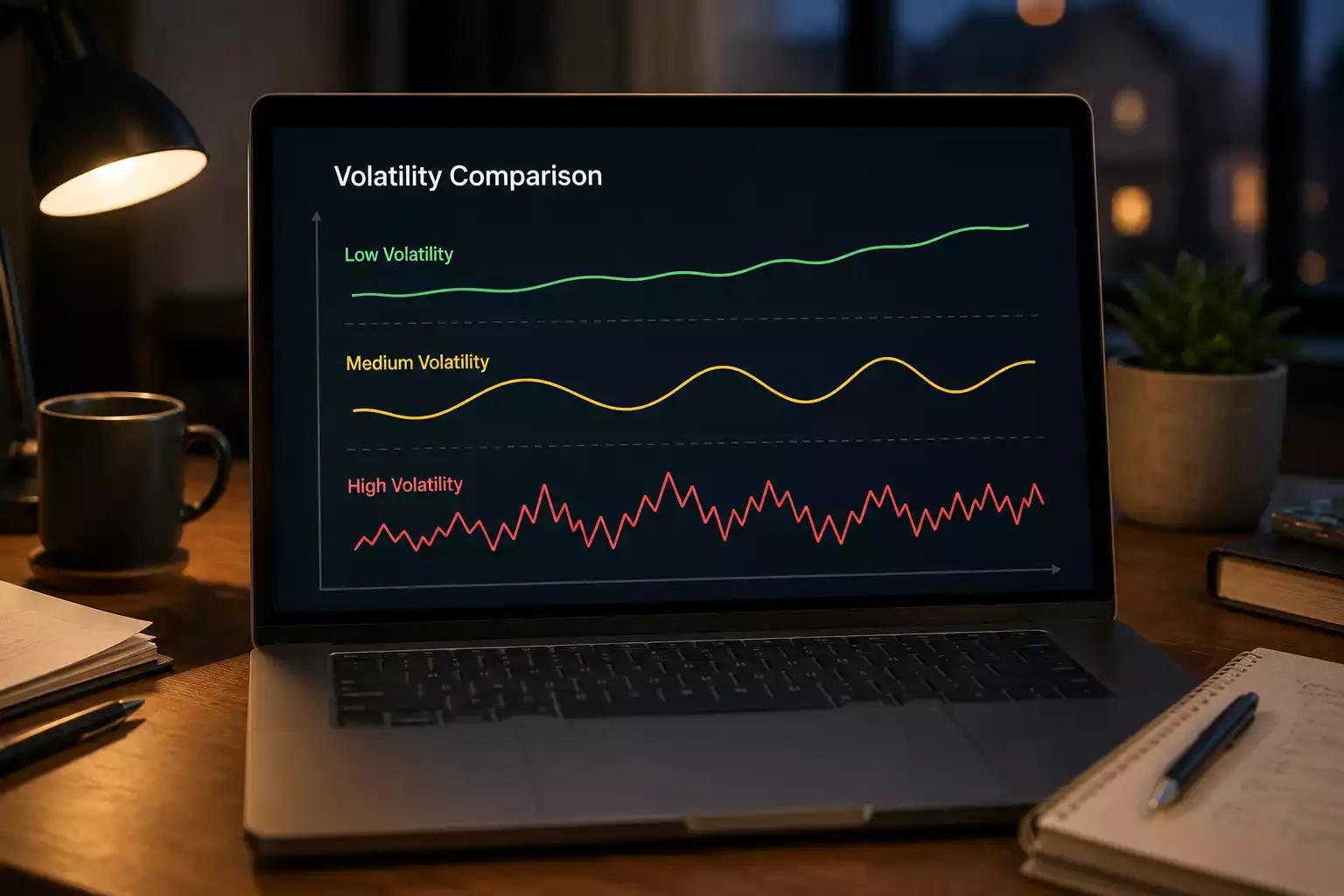 Slot variance session graph comparing low medium and high volatility bankroll patterns